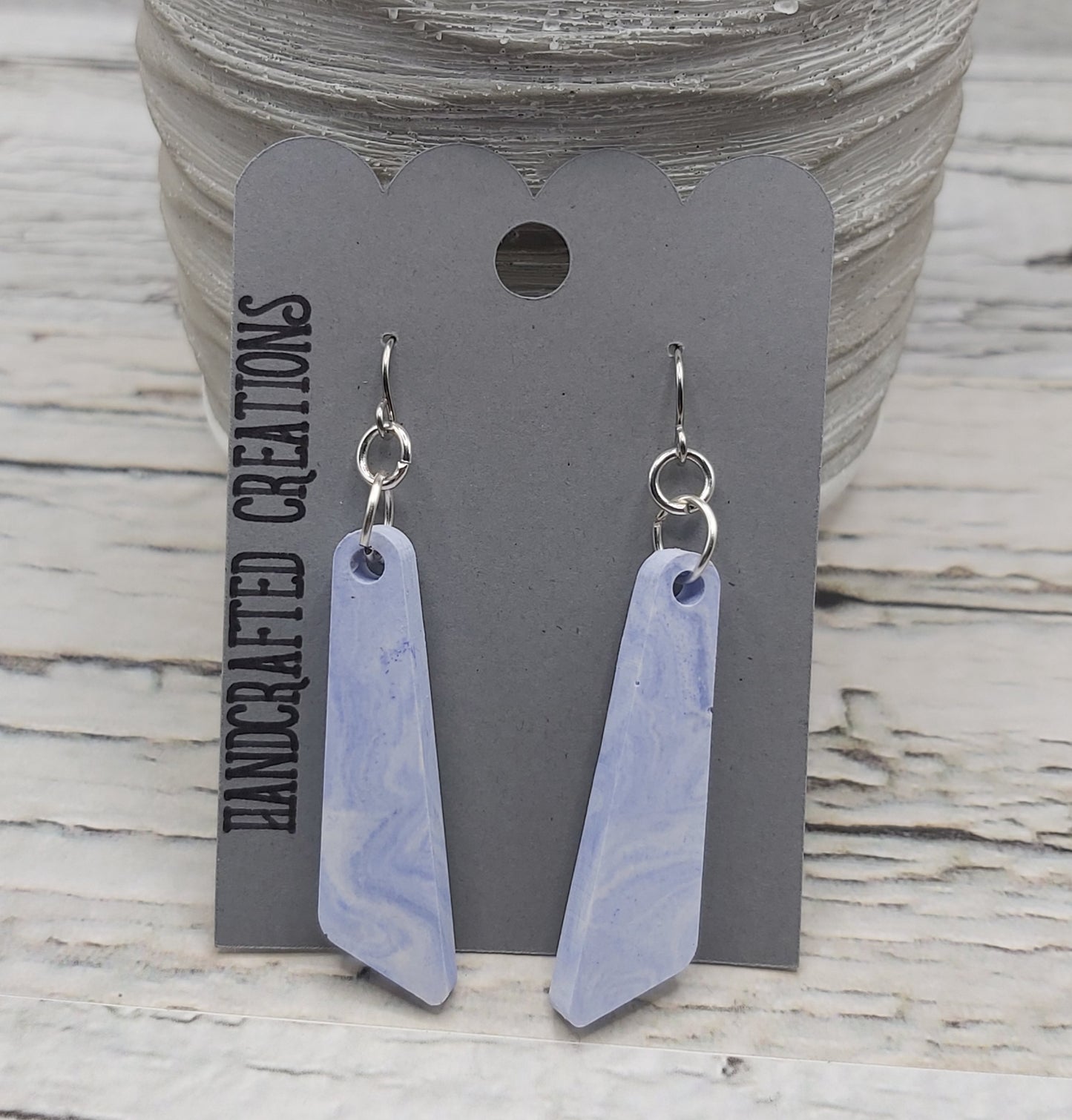 Purple and White Ceramic Resin Earrings