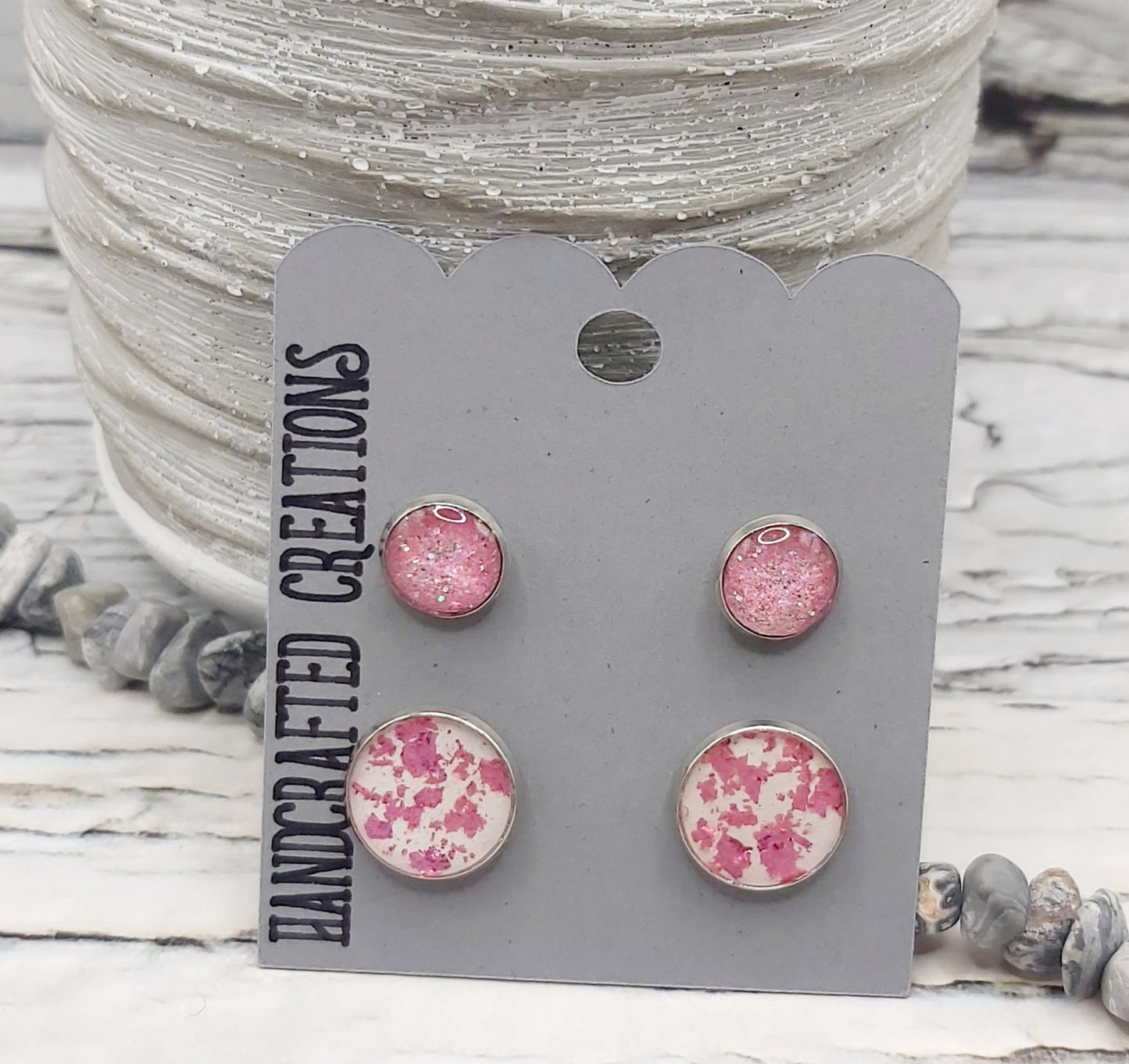 Two Pair Glitter, Foil and Resin Studs