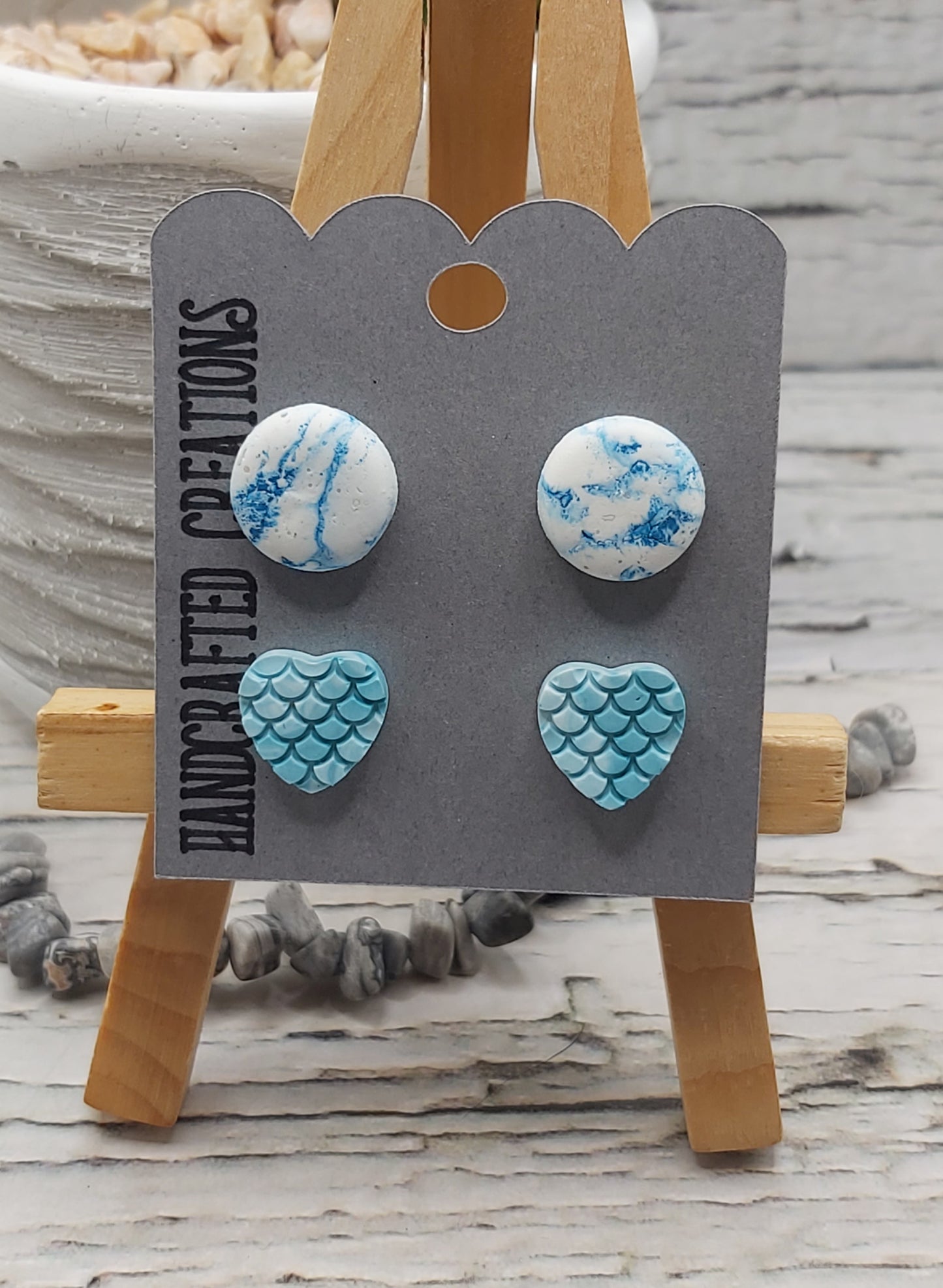 Polymer Clay and Ceramic Resin Studs with Stainless Steel Posts