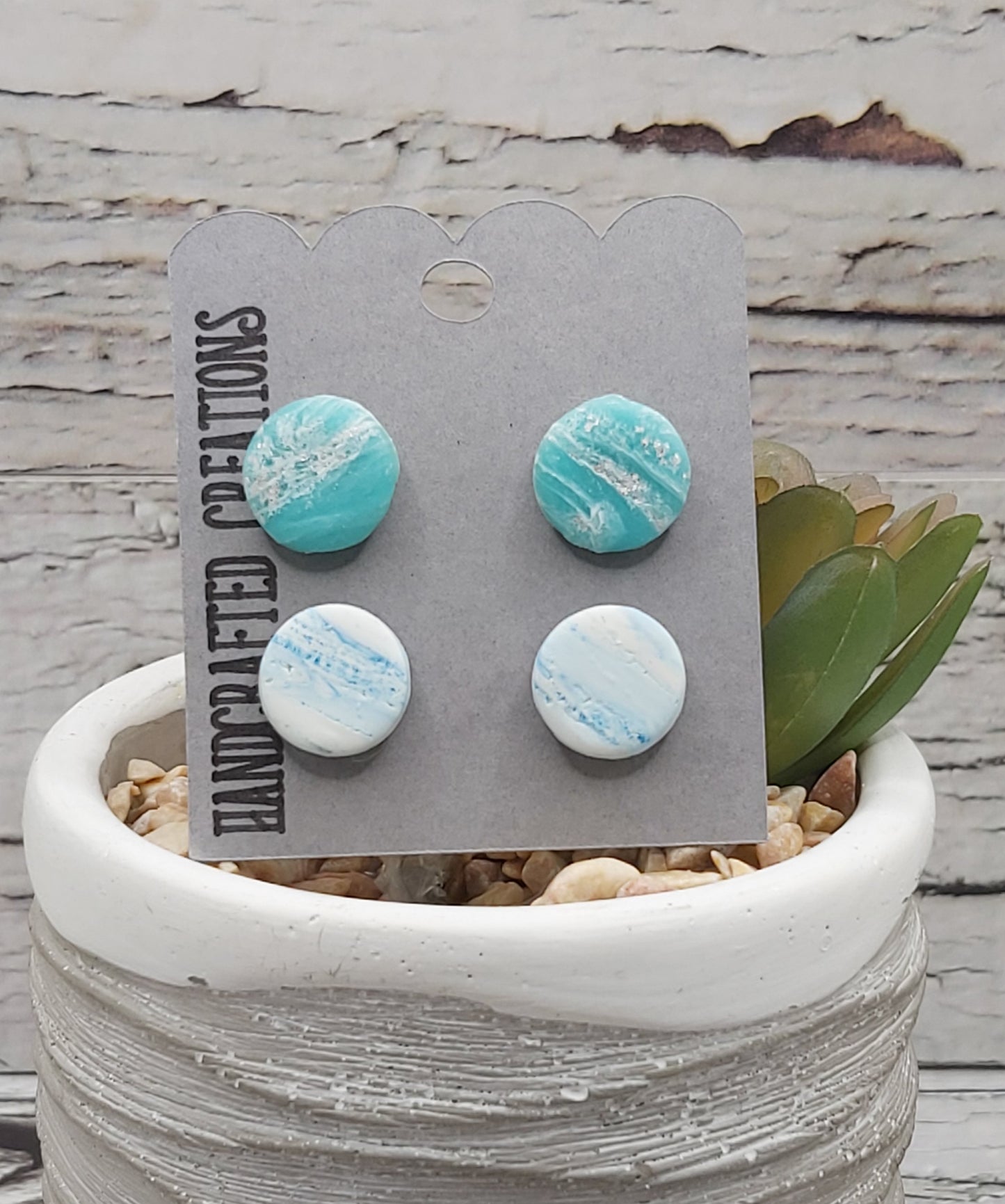 2 Pack Polymer Clay Studs with Stainless Steel Posts