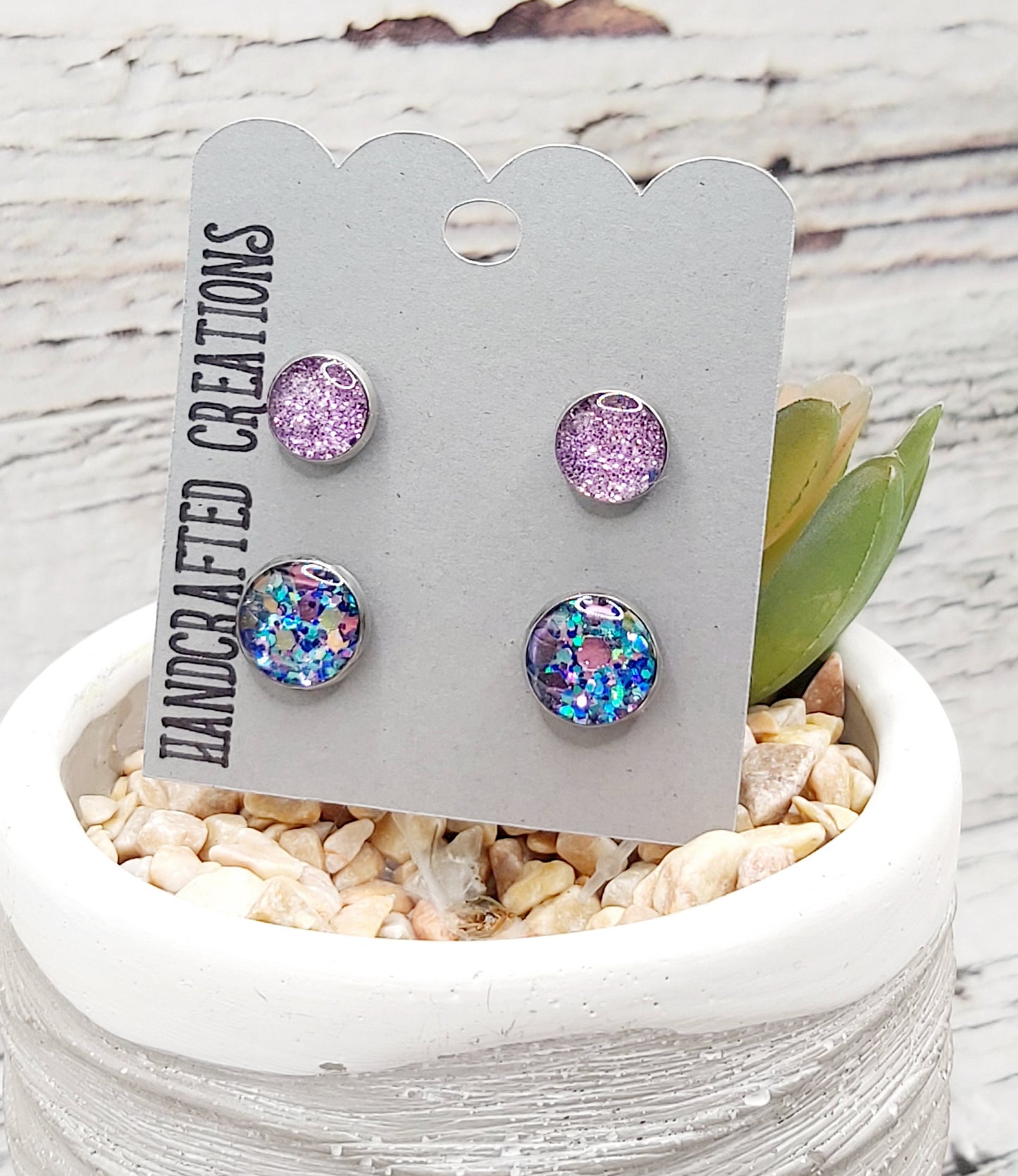 Glitter and Resin Studs