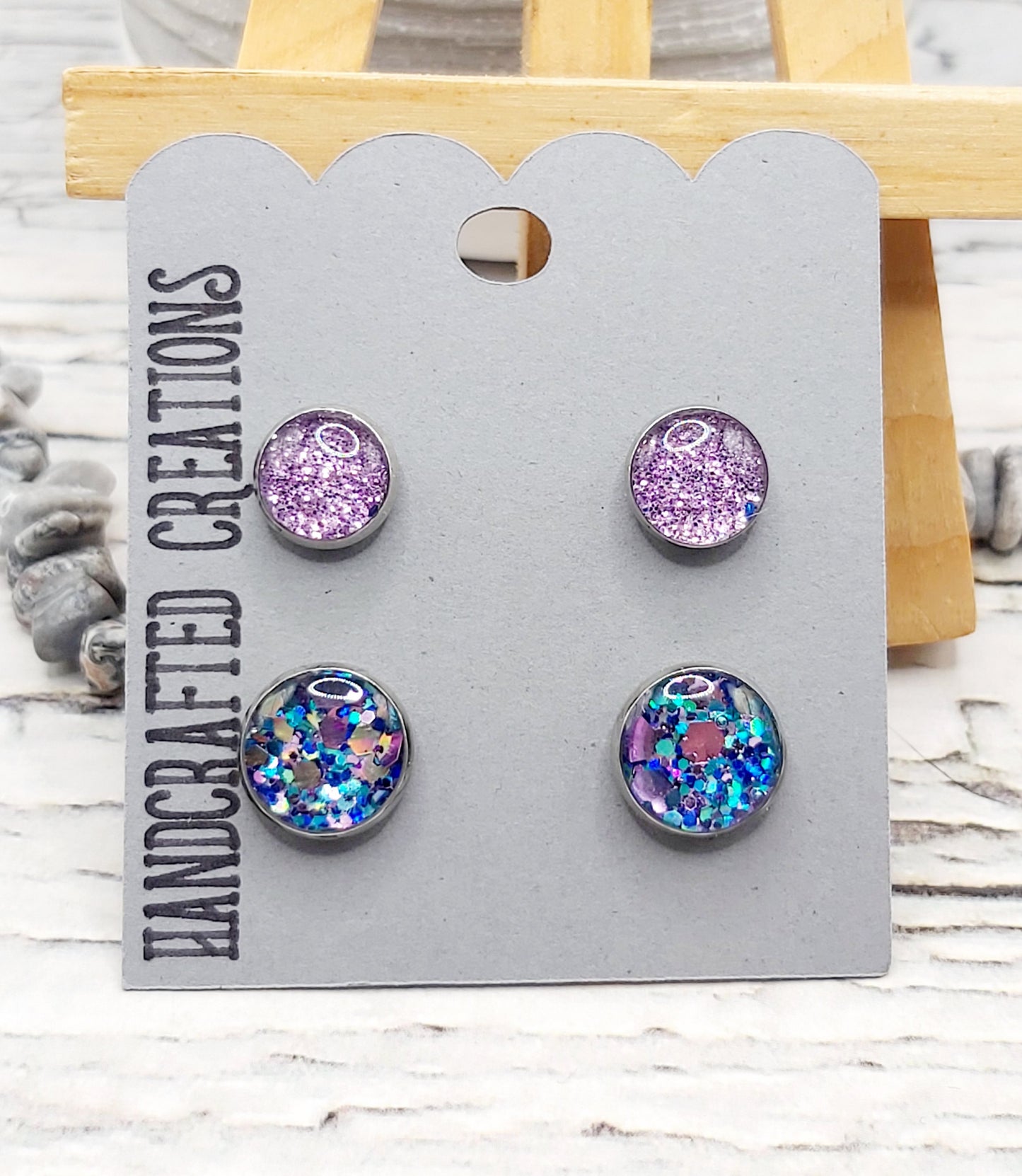 Glitter and Resin Studs