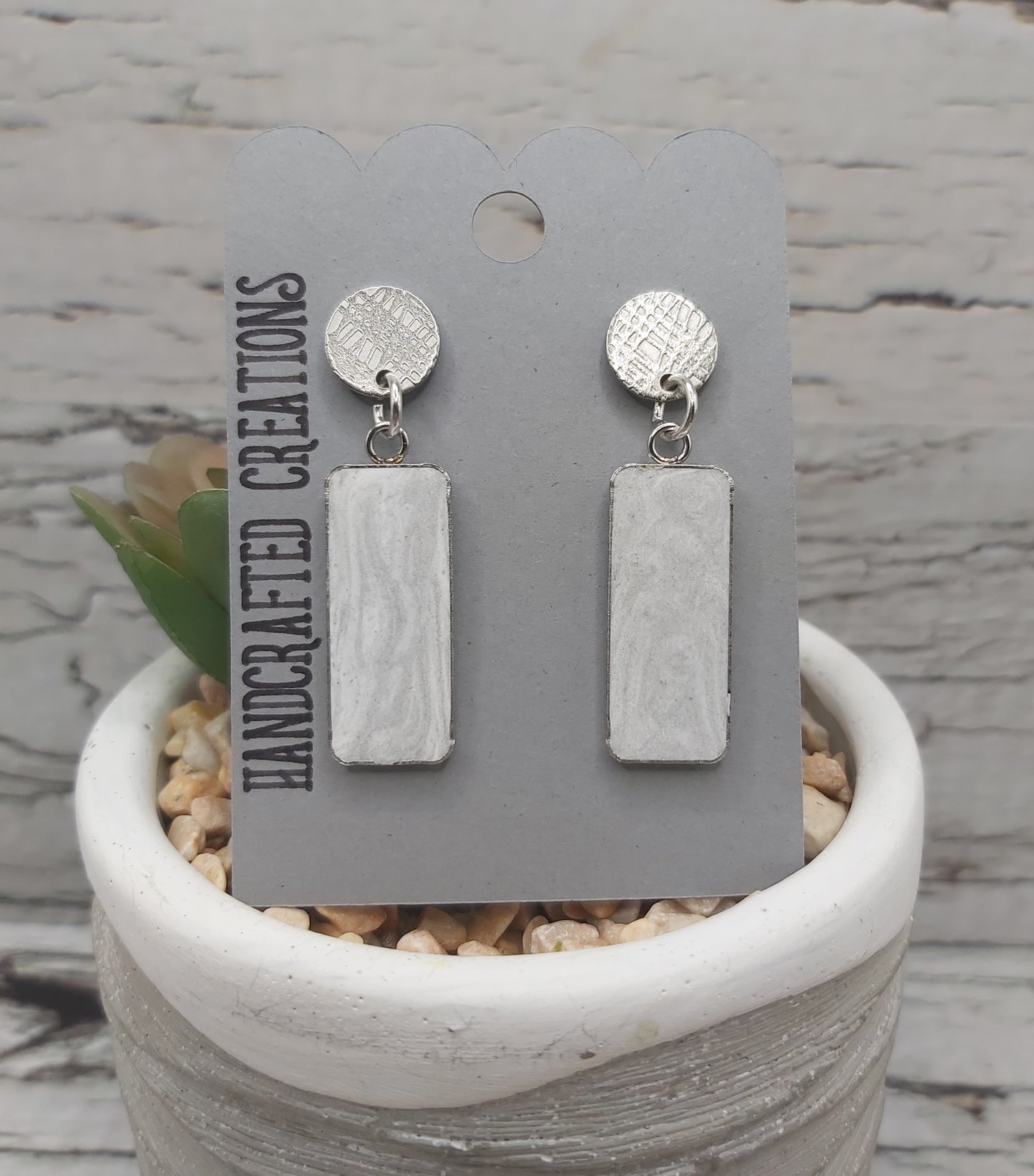 Shades of Grey Ceramic Resin Bezel Earrings