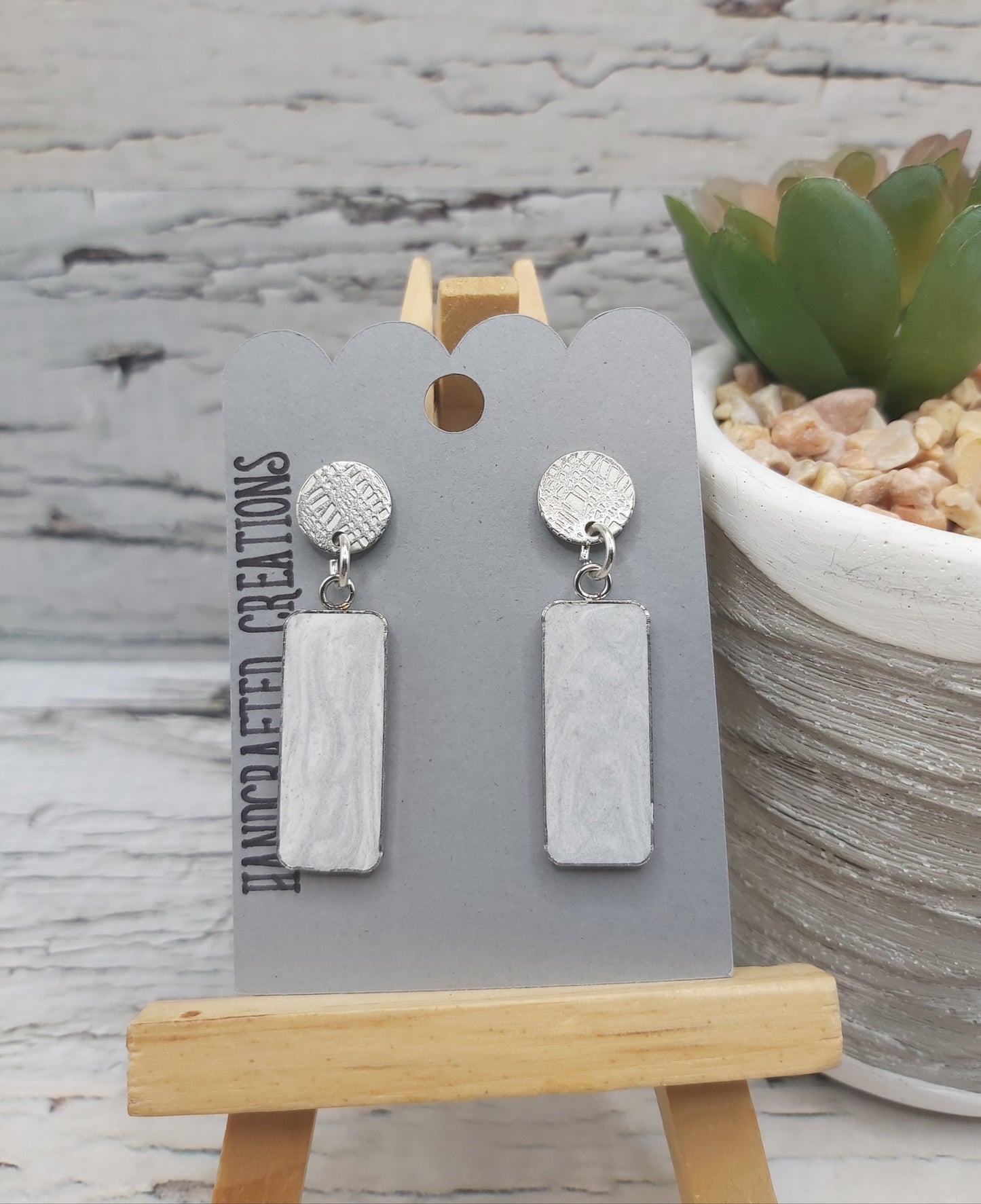Shades of Grey Ceramic Resin Bezel Earrings