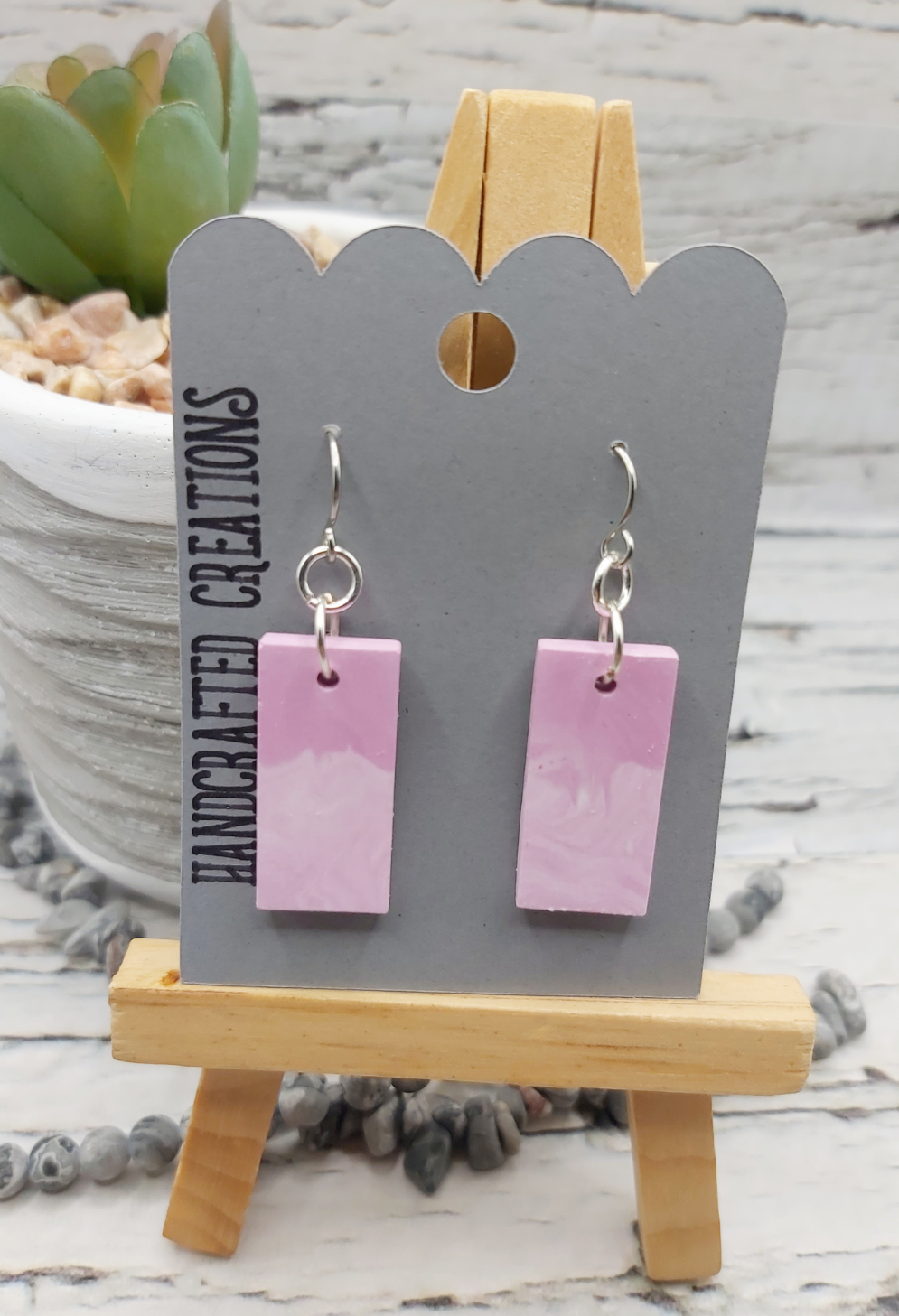 Two Tone Pink Ceramic Resin Earrings