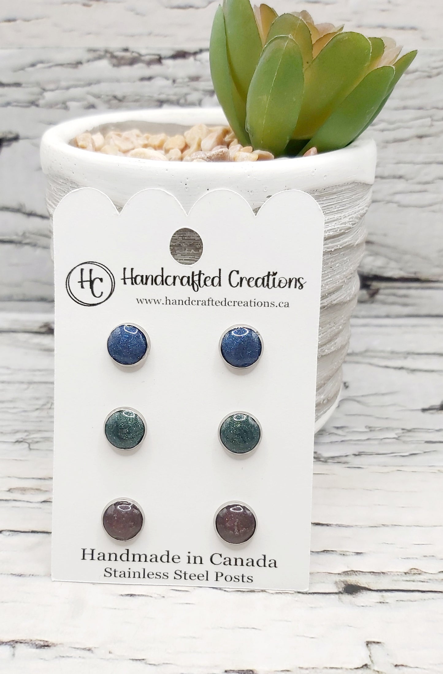 Resin and Stainless Steel Stud Trio