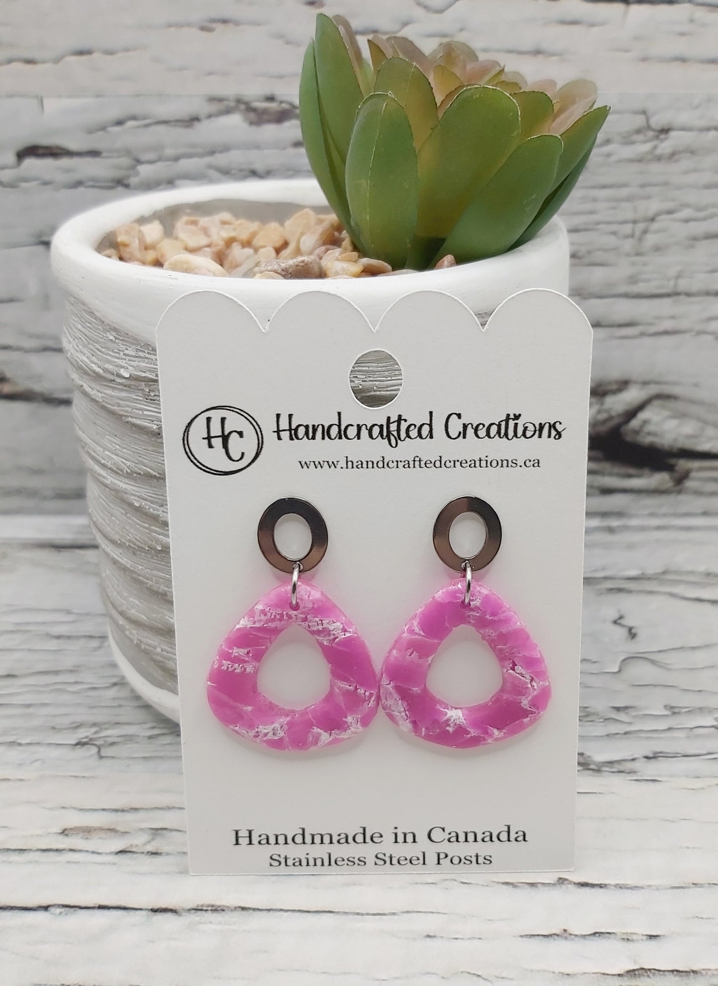 Pink Collection- Marble Polymer Clay Earrings With Stainless Steel Posts