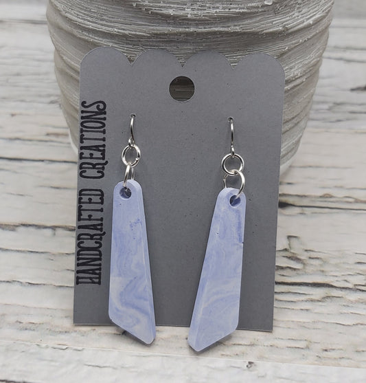 Purple and White Ceramic Resin Earrings