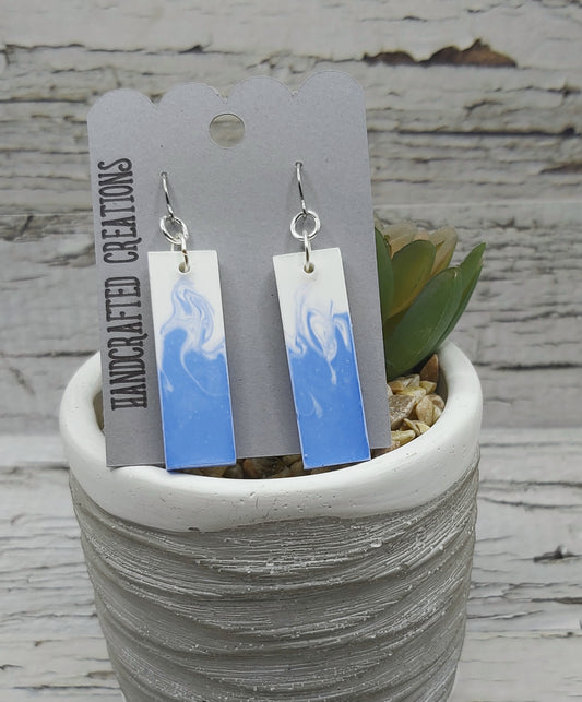 Blue and White Ceramic Resin Earrings