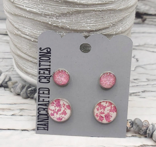 Two Pair Glitter, Foil and Resin Studs