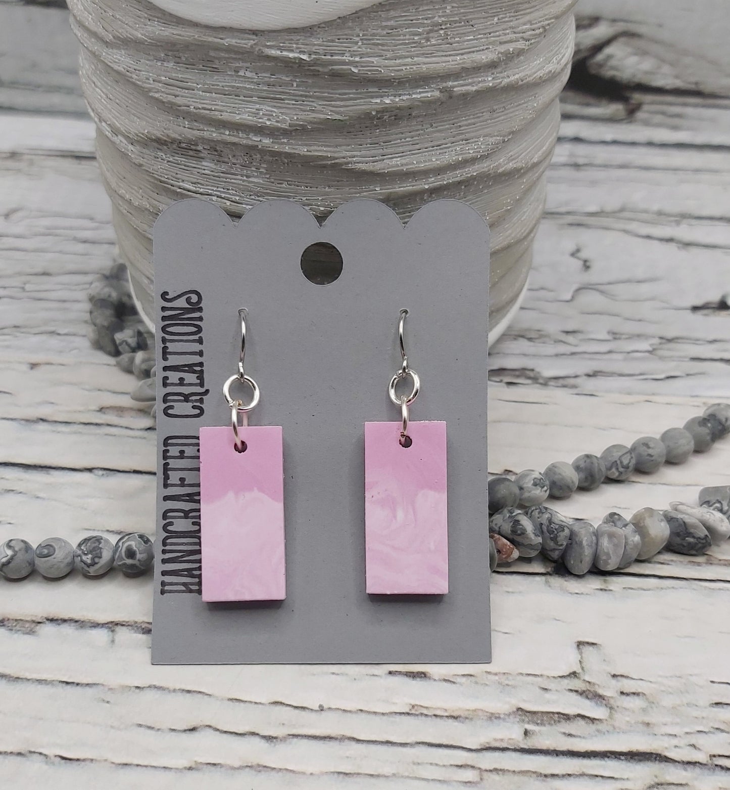 Two Tone Pink Ceramic Resin Earrings