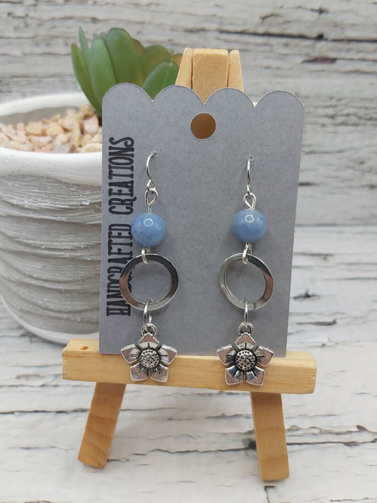 Hoop and Flower Dangle Earrings