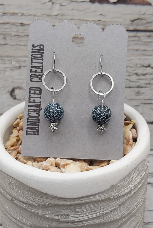 Hoop, Bead and Star Dangle Earrings