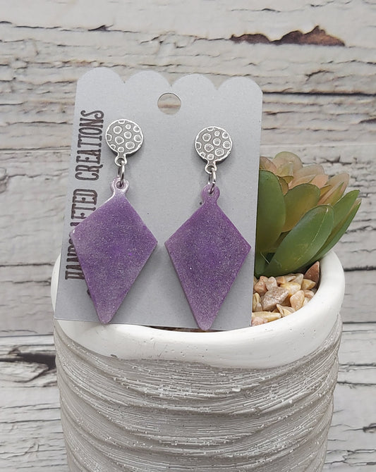 Kite Shaped Purple Resin Earrings