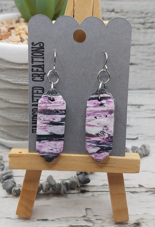 Pink, Black and White Polymer Clay Earrings
