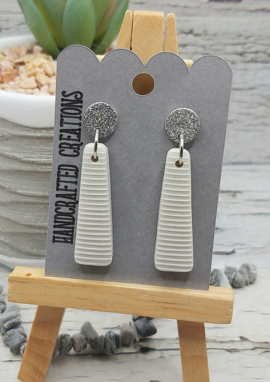 White Textured Polymer Clay Earrings