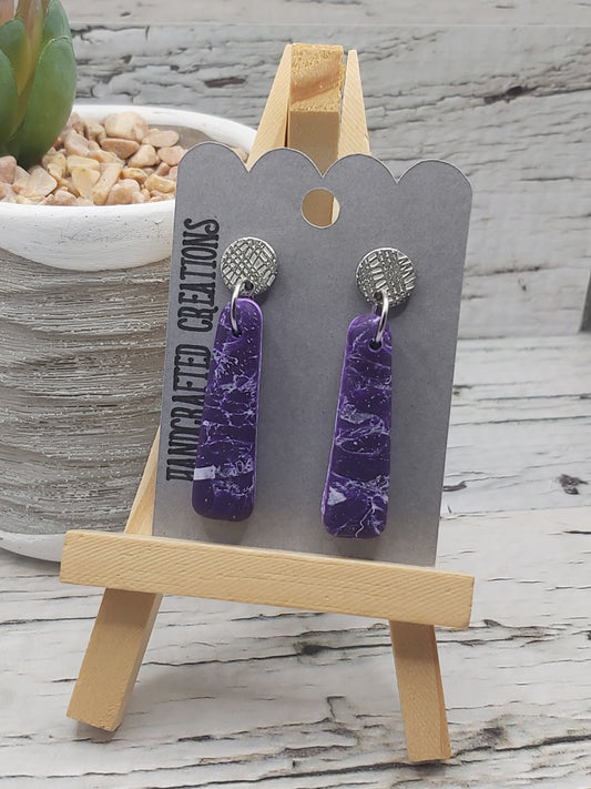 Dark Purple Marble Polymer Clay Earrings