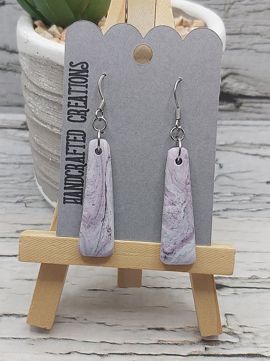 Purple and White Marble Polymer Clay Earrings