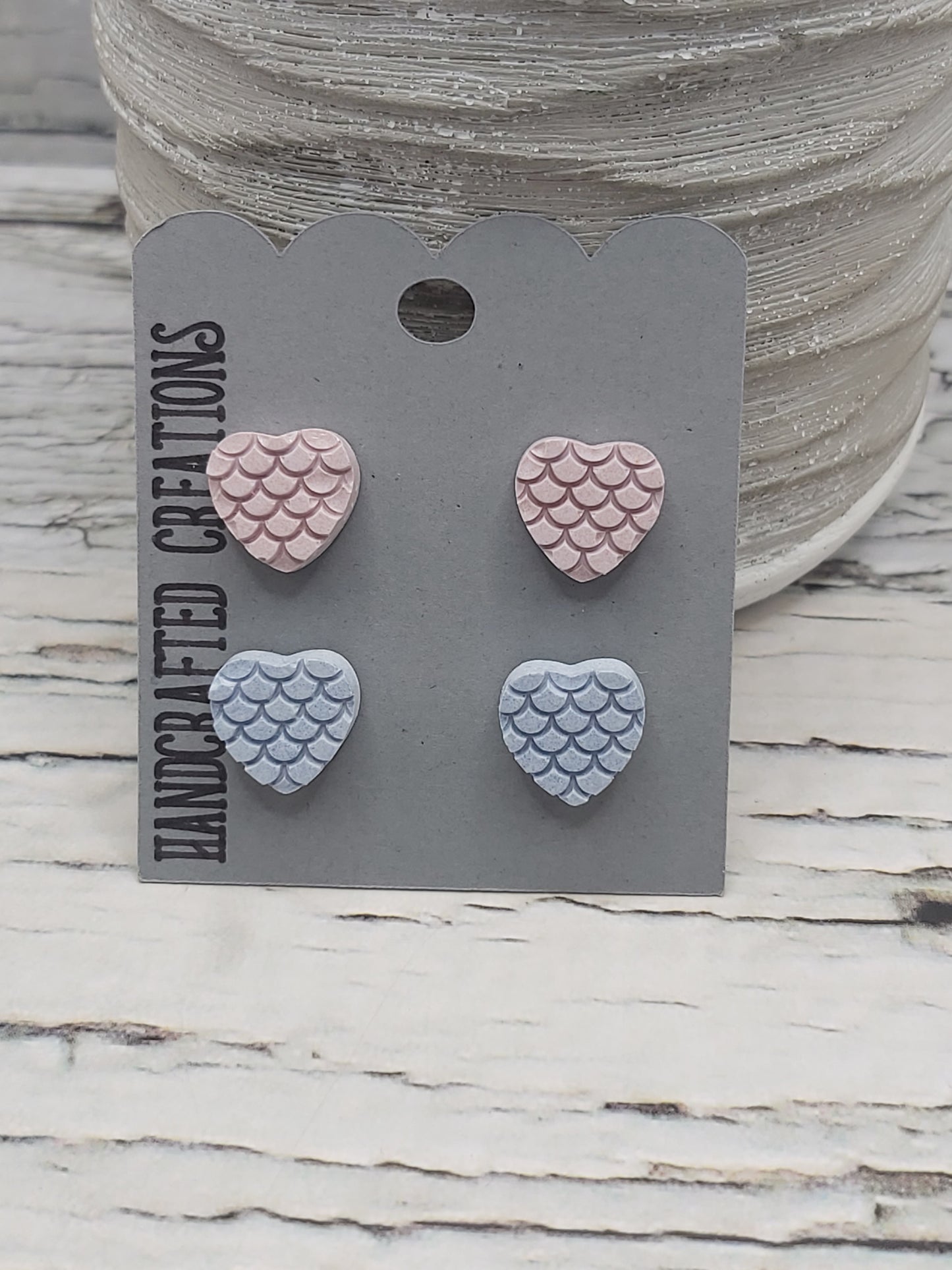 Ceramic Resin Heart Shaped Studs With Stainless Steel Posts