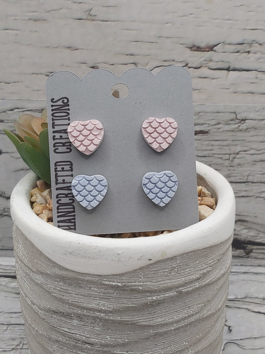 Ceramic Resin Heart Shaped Studs With Stainless Steel Posts