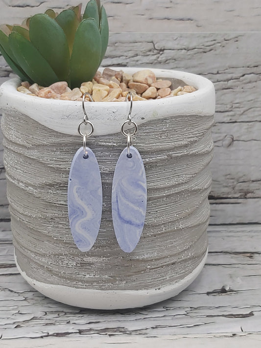 Purple and White Ceramic Resin Earrings