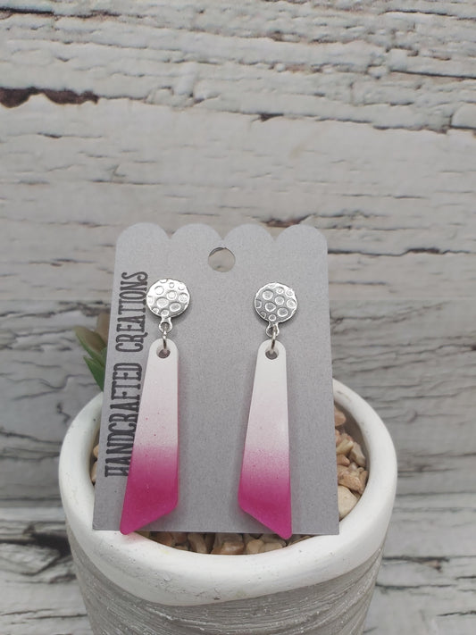 Pink and White Resin Dangle Earrings