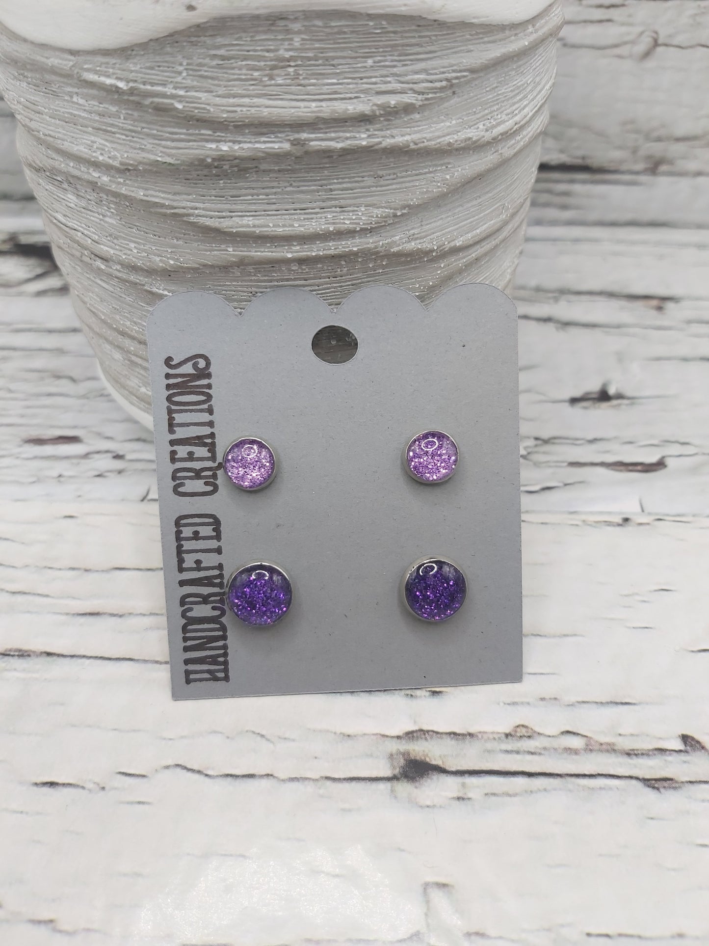 Glitter and Resin Studs- Shades of Purple