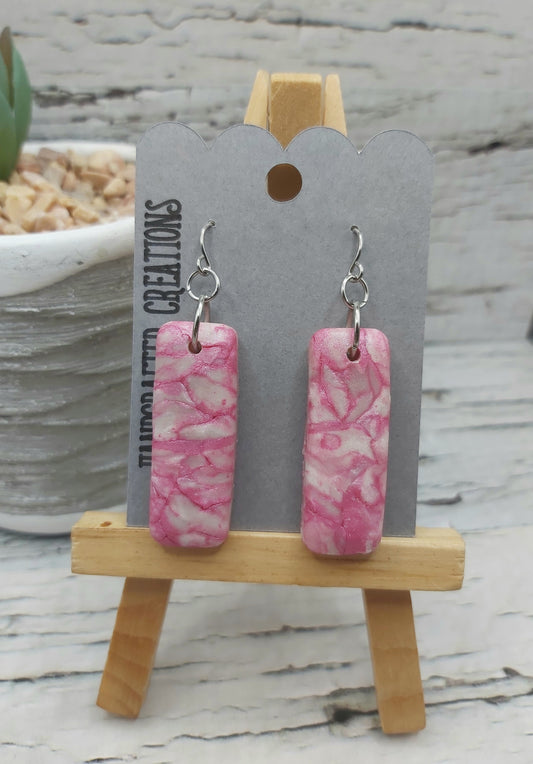 Marbled Pink Shimmer Polymer Clay Earrings
