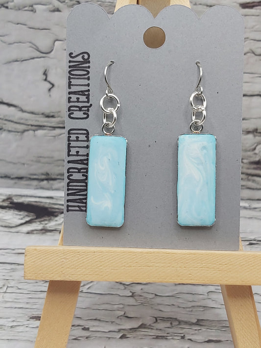 Light Greenish Blue Ceramic Resin Bezel Earrings