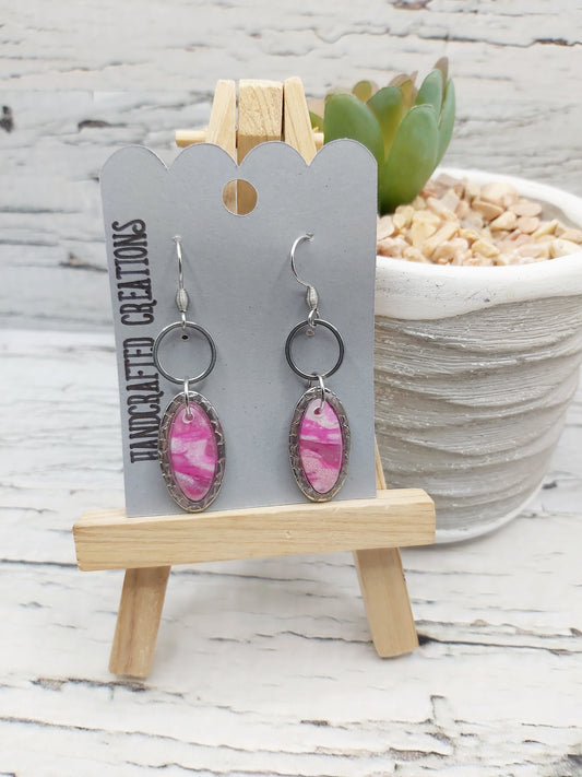 Shades of Pink Hoop and Oval Earrings