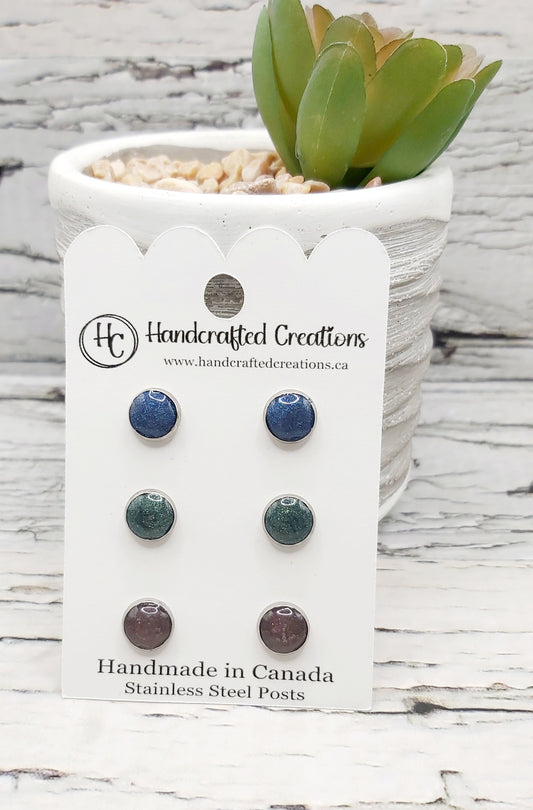 Resin and Stainless Steel Stud Trio