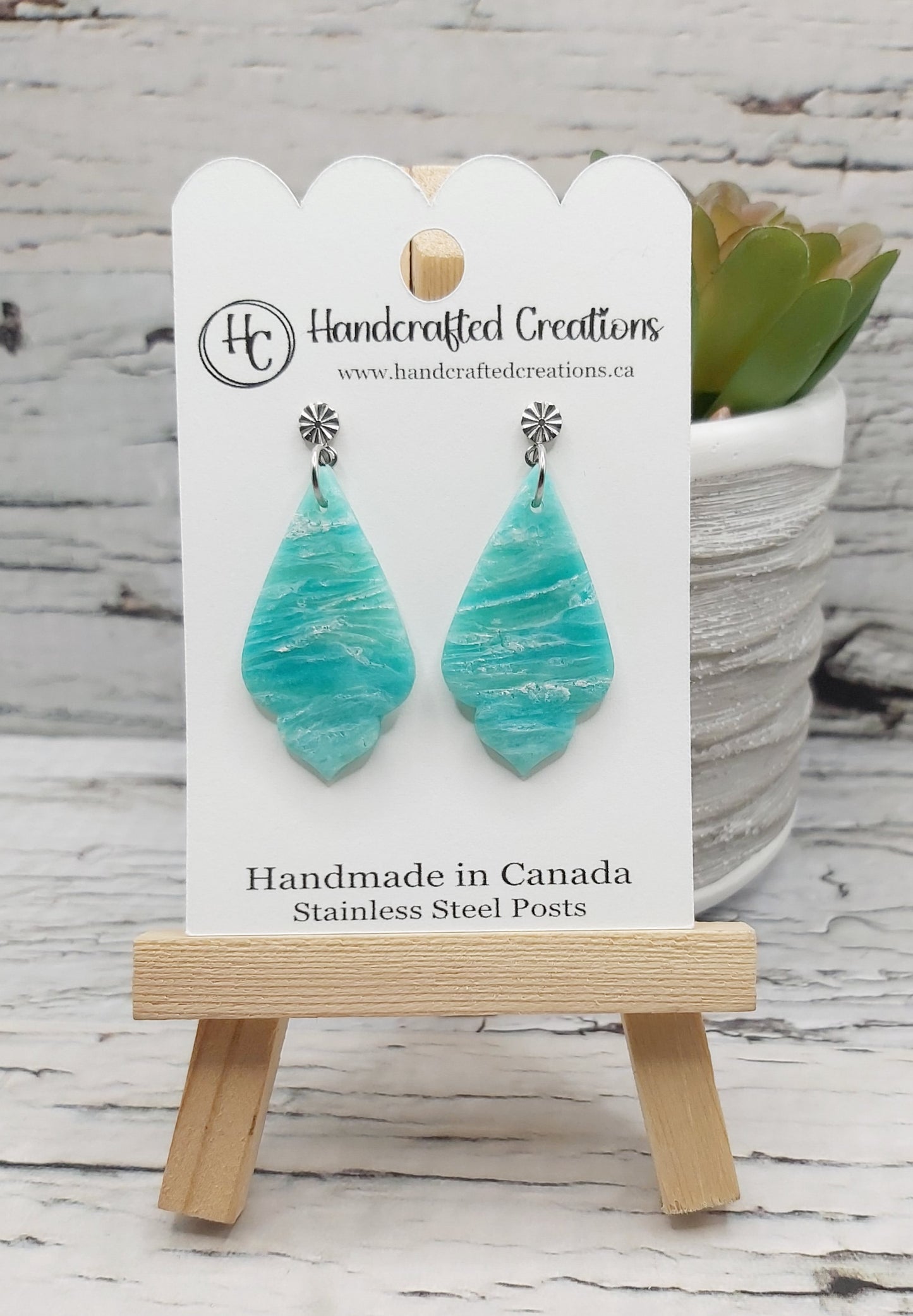 Beach Inspired Collection- Teal and Aqua Polymer Clay Earrings With Stainless Steel Posts
