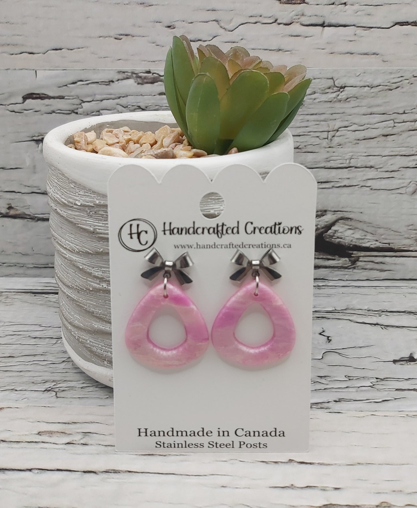 Pink Collection- Soft Pink Teardrop Polymer Clay Earrings With Stainless Steel Posts