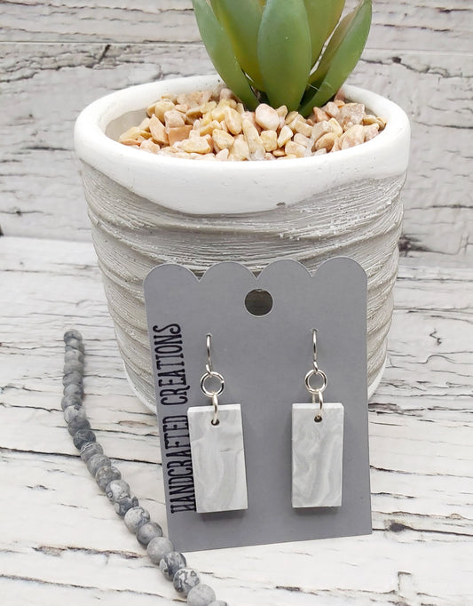 Grey and White Ceramic Resin Earrings