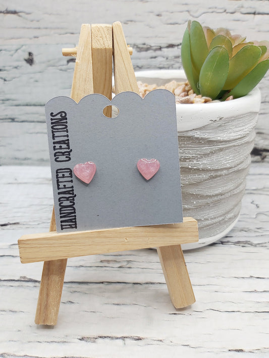 Heart Shaped Pink Studs(Stainless Steel Post)