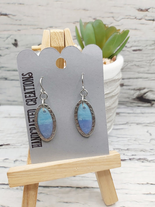 Polymer Clay and Resin Oval Dangle Earrings
